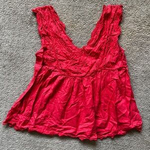 Lucky Brand Red Ruffled Peplum Tank Top